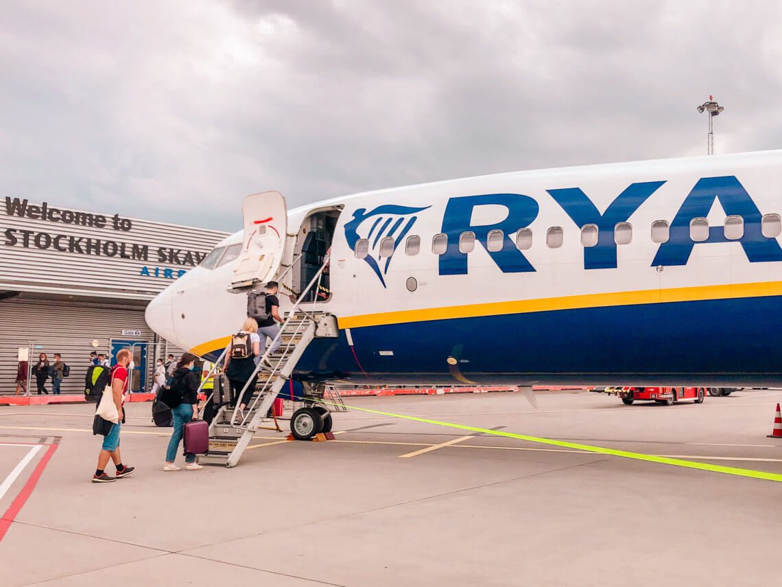 Letadlo Ryanair Letiste Skavsta Svedsko